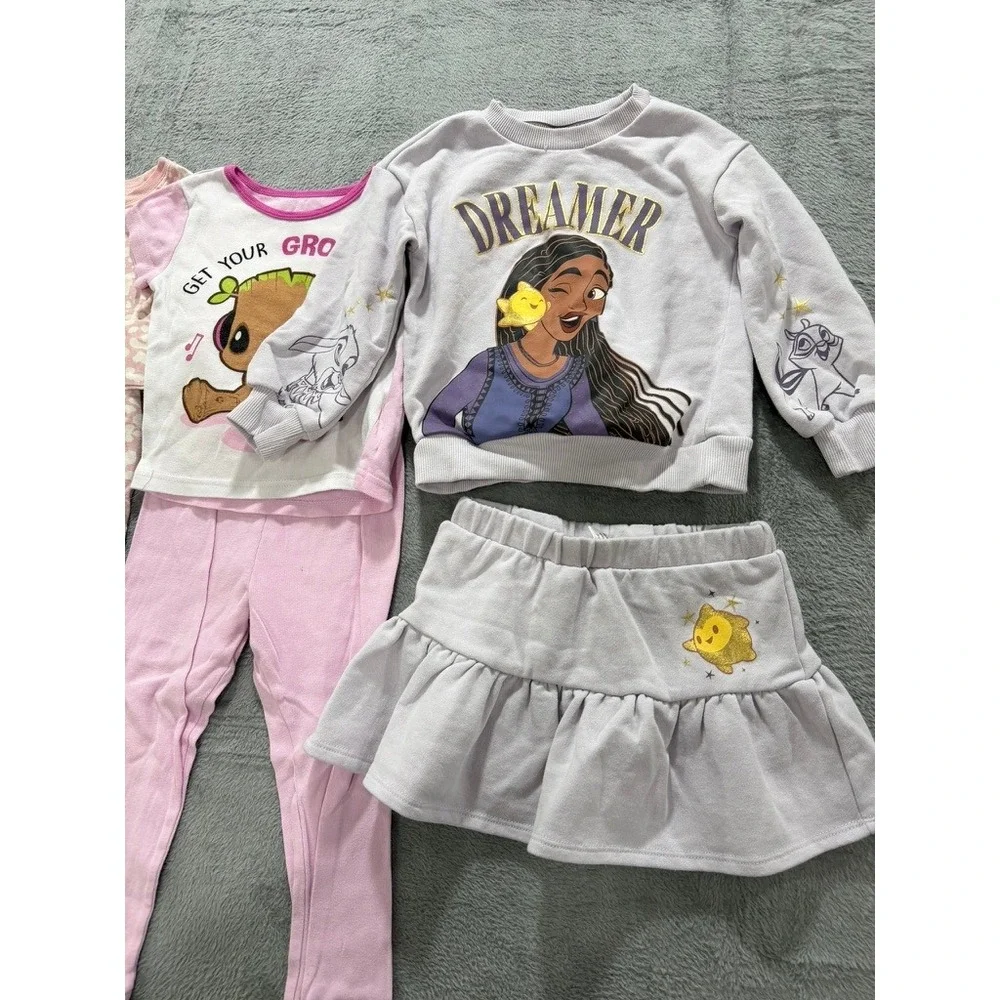 Disney Marvel Old Navy Toddler Girls‎ 4T Pajama & Outfit Lot Asha Groot Leopard